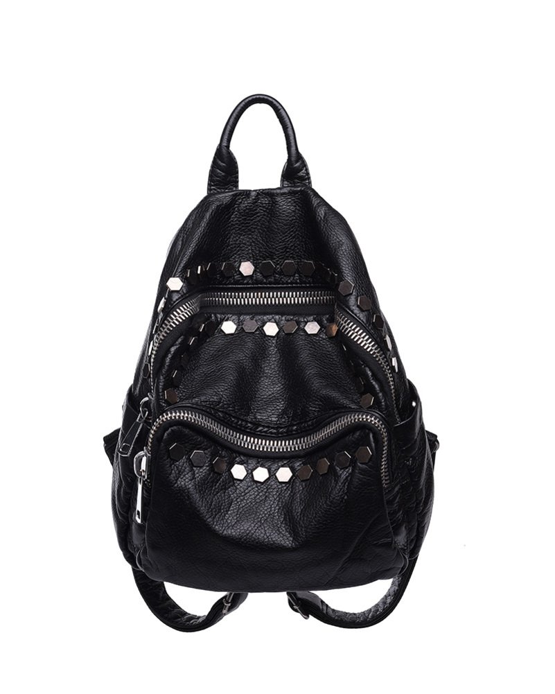 Sacs à bandoulière pour mesdames en cuir lavé style rivets mode et loisirs - 5