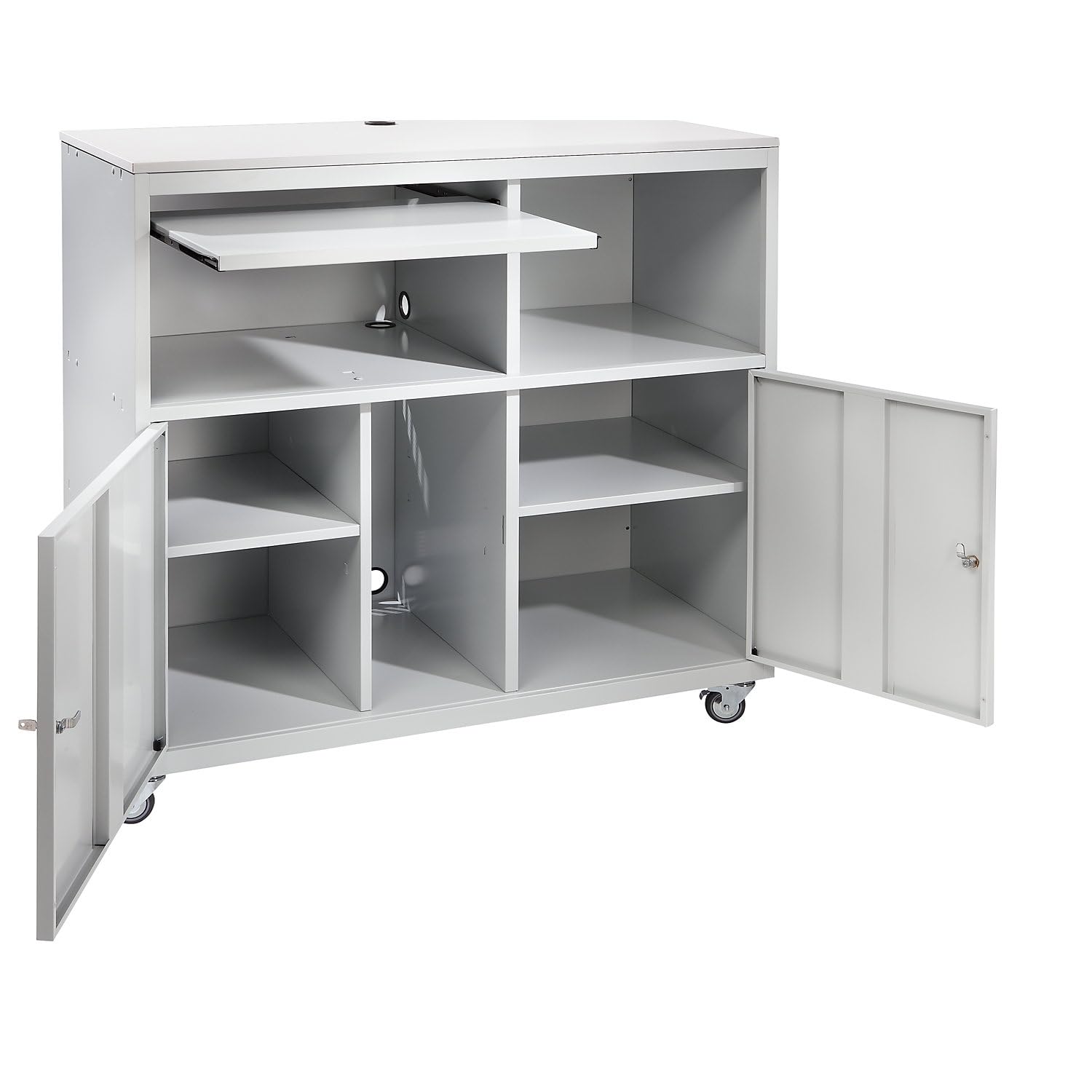 Certeo | Pupitre pour Ordinateur | Mobile | h x l x p 1184 x 1180 x 590 mm | Gris Clair RAL 7035