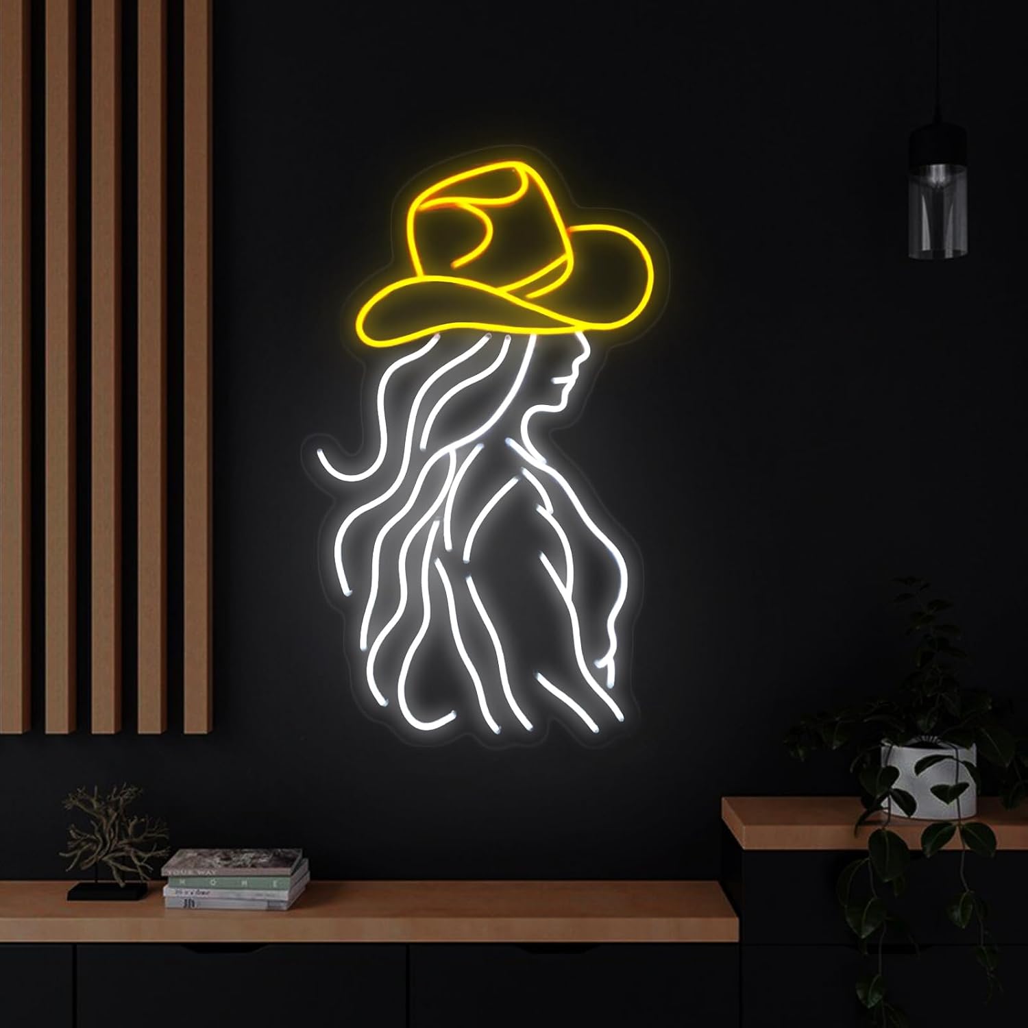 Cowgirl Neon Sign 22 inches Led Cowgirl Hat Led Lights Signs Beauty Spa Night Light Wall Art Decor for Beauty Salon Home Bar Party Girl Cave