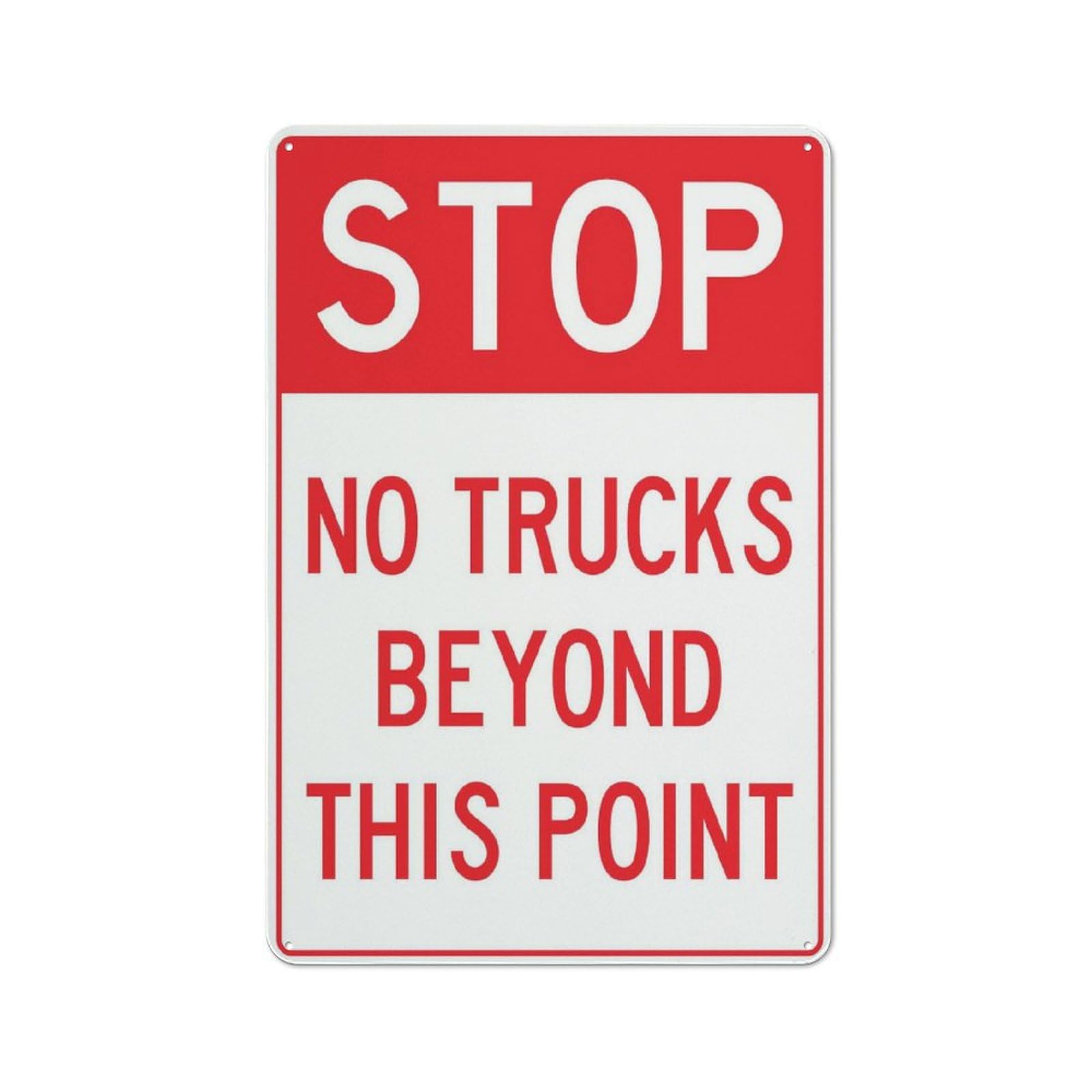 Xewazd A2002 Vintage Metal Tin Sign Stop No Trucks Beyond This Point 8"X12" Metal Tin Sign - Wall Decor For Home Kitchen, Farm, Garden & Garage