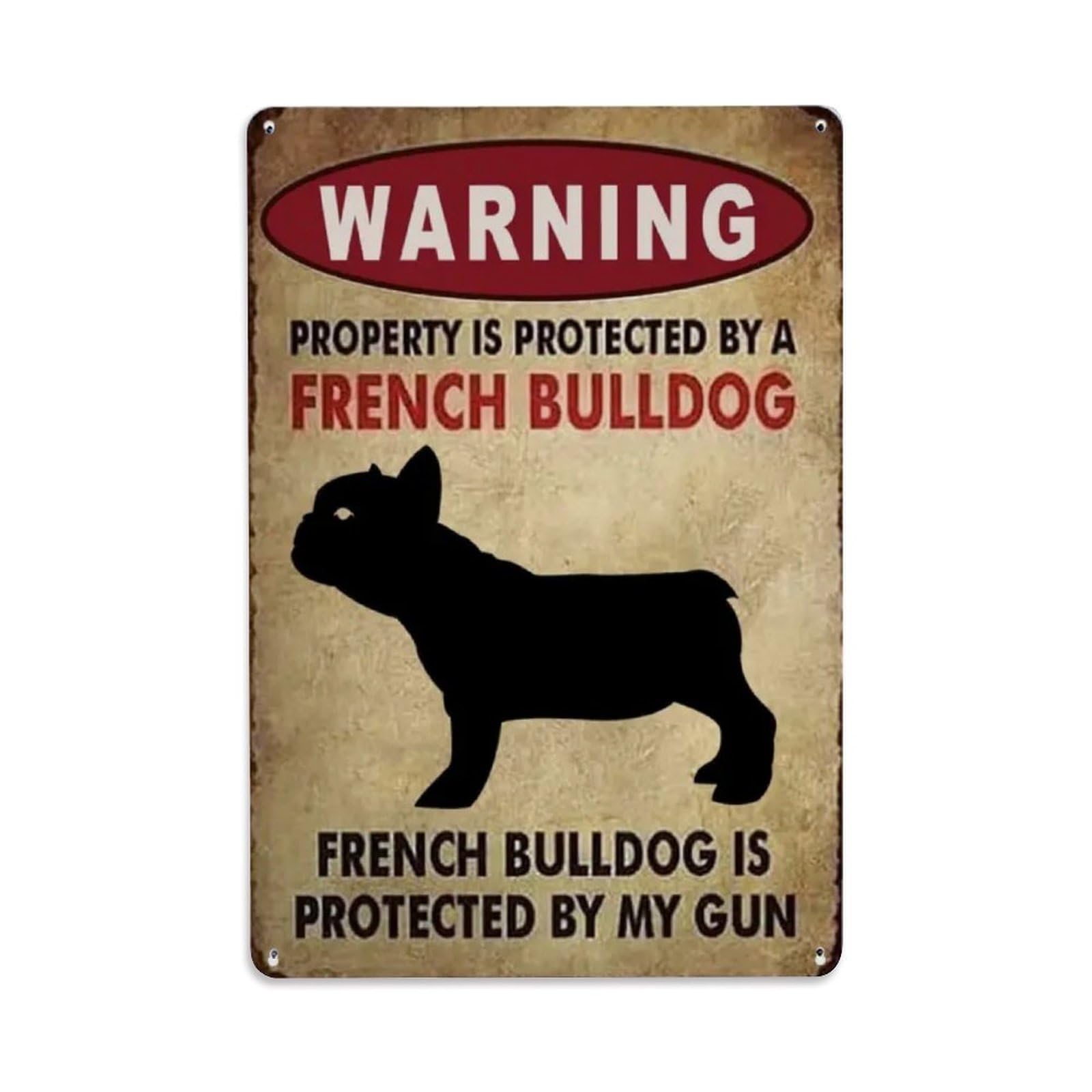French Bulldog Funny Metal Tin Sign Vintage Garden Bedroom Cafe Bar Man Cave Home Wall Decor Metal Poster 8x12 in