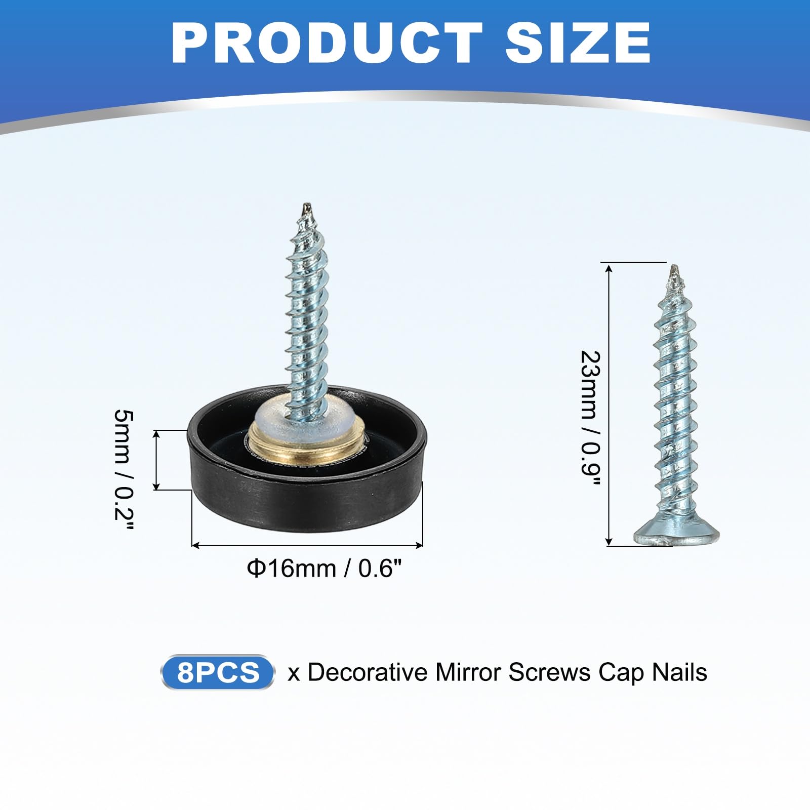YELARXI Mirror Screws 304 Stainless Steel Decorative Caps Cover Nails Fasteners - Image 2