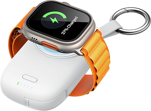 Cargador inalámbrico portátil para Apple Watch Series 987SE65432UItra, banco de energía adicional de 1200 mAh con cable de carga integrado entrada,