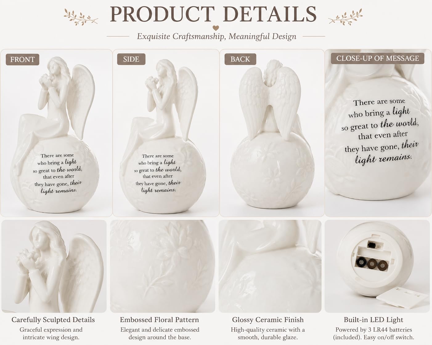 Amazon.com: Memorial Angel Figurine with LED Light, Sympathy Gifts