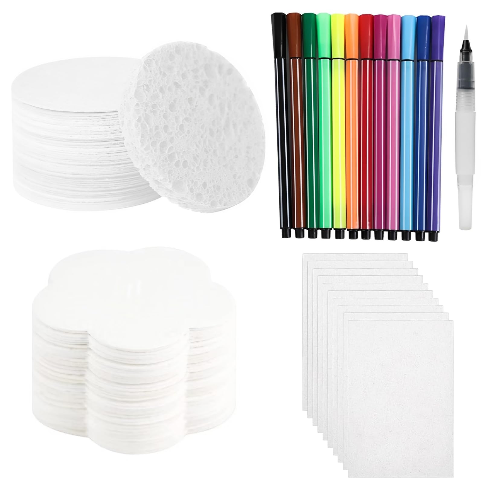 DtgEcd 28 Piece Set Magic Foam Texture Painting Kit, 3D Drawing Canvas Sponge, with Water Brush and 12 Colors, Creative Craft for Kids, Safe and Fun Foam Texture Painting Paper