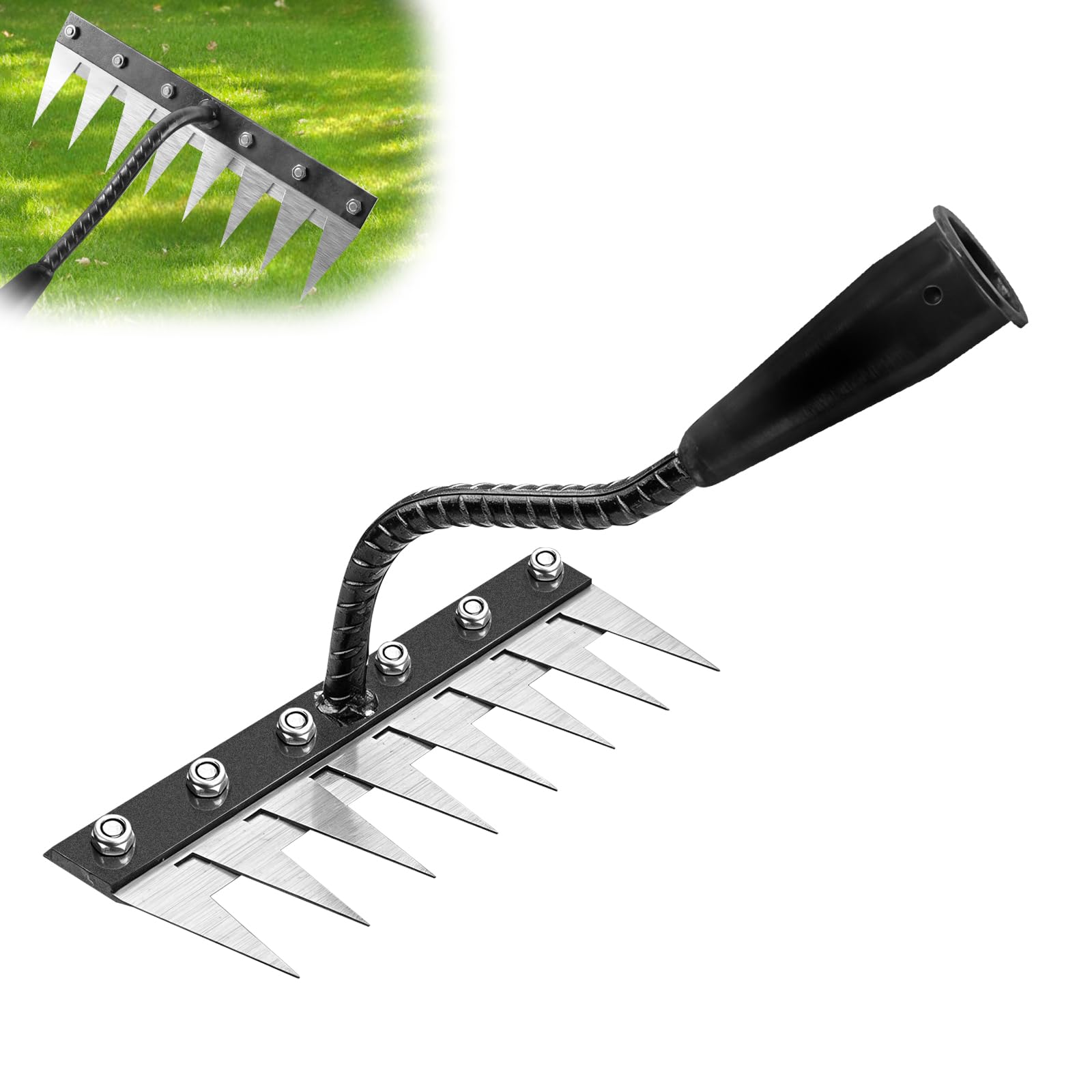 Rastrello Multifunzione Elimina Erbacce,8 denti robusti Rastrello | Giardino Portatile,Rastrello da giardino resistente,Strumenti per orto e giardinaggio,allentare il terreno,livellare prato