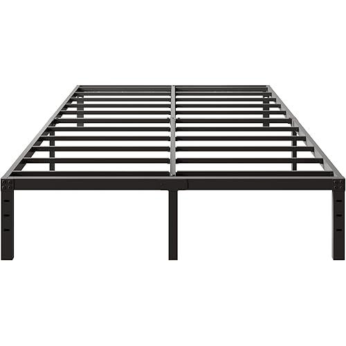 14 Inch Queen Size Bed Frame No Box Spring Needed, Heavy Duty Metal Platform Bed Frame, Easy Assembly, Noise Free, Black