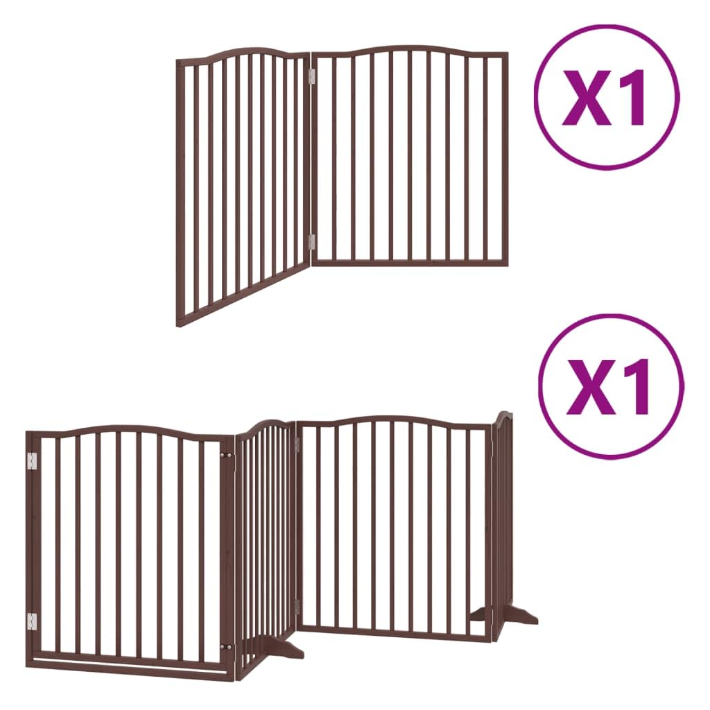 Homgoday Barrera para Perros,Barrera de Seguridad para Perros Mascotas,Puerta Seguridad Perros Puerta de Perros Plegable 6 Paneles Madera álamo marrón 480 cm