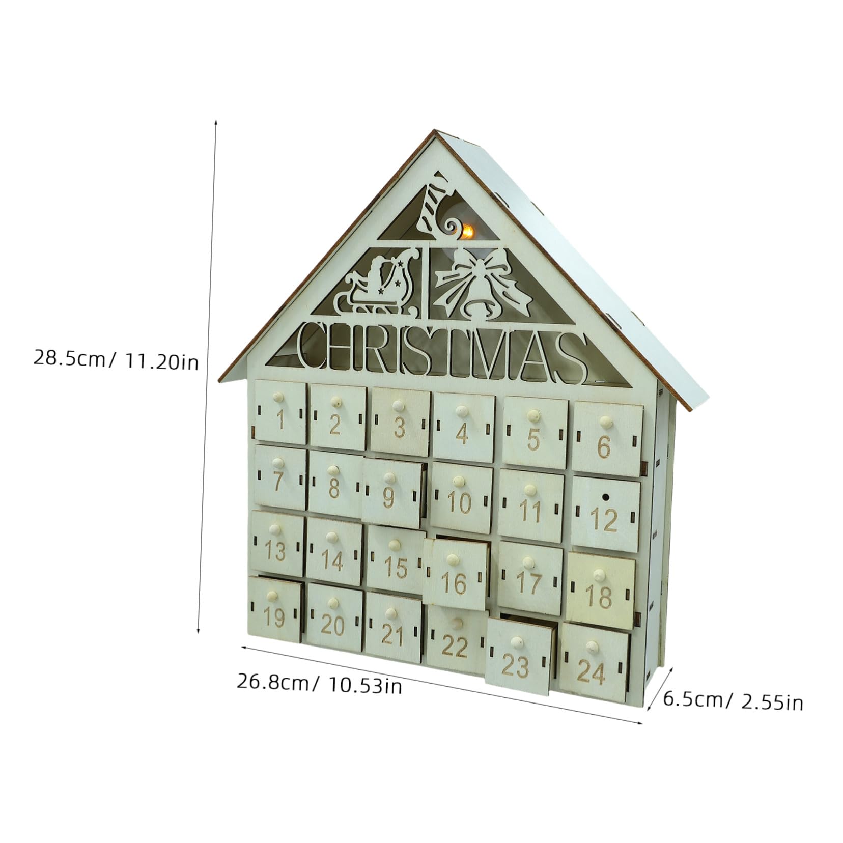 Calendario Avvento LED in Legno Giorni con Cassetti Riutilizzabili Casa Natalizia Illuminata con Luci Calde per Decorazioni Feste e Countdown Famiglia DIY