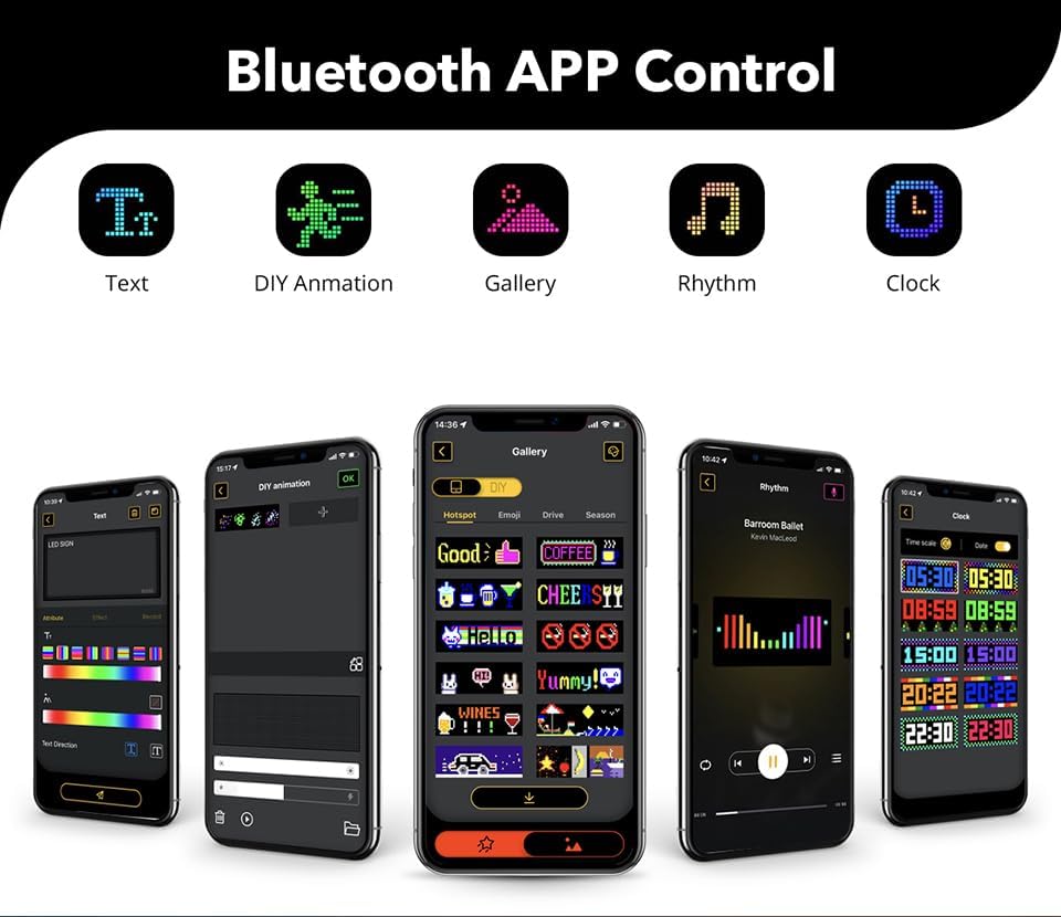 Led Sign for Car Window- 15x4'' Programmable LED Message Display for Car, USB 5V Scrolling Sign Custom Animations Text, Bluetooth APP Control Flexible LED Matrix Panel for Store Party Bar Festival - Image 4