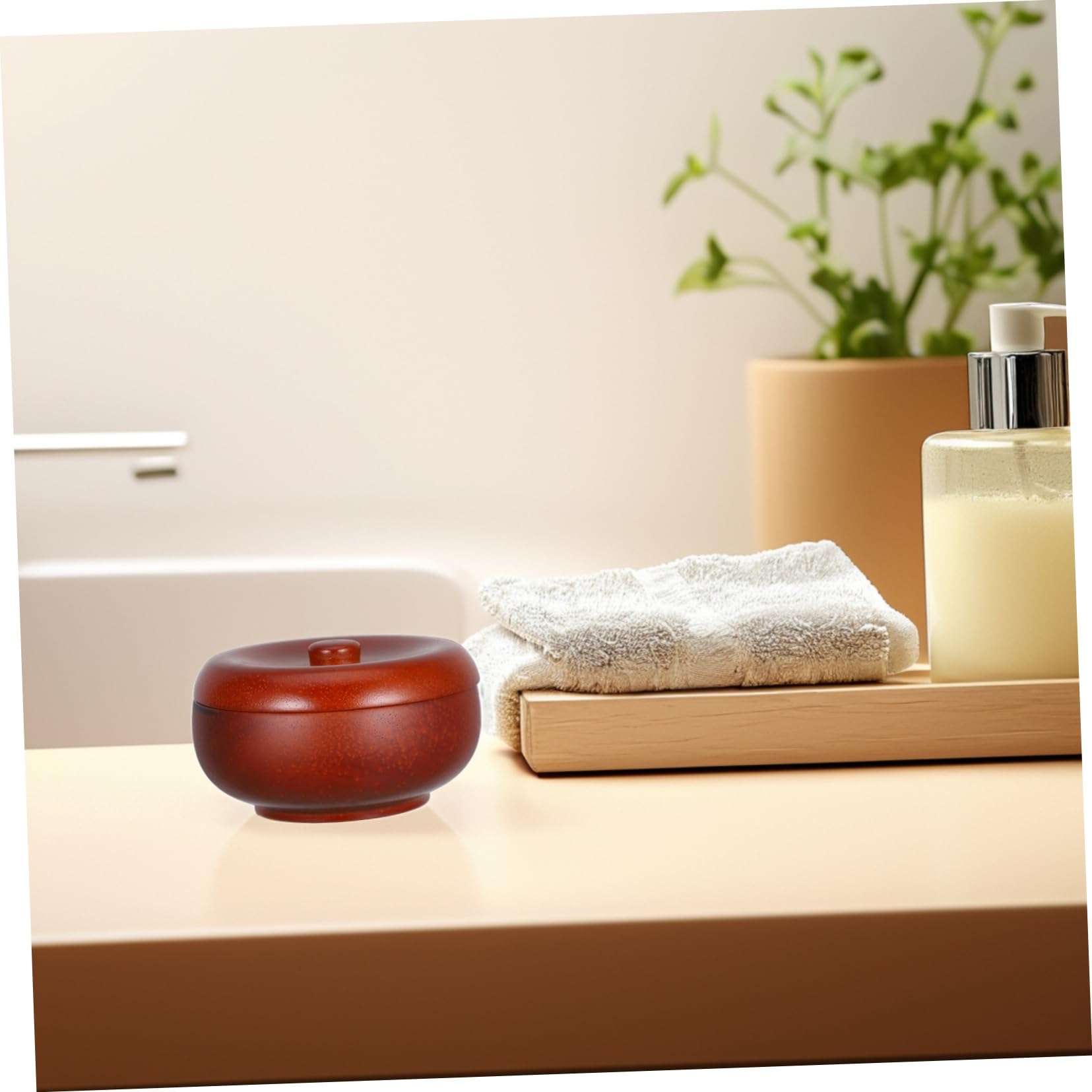 MAGICLULU Bol à Raser Bois avec Couvercle Boîte à Savon pour Hommes Pot à Blaireau pour Barbe Gobelet de Rasage Accessoire de Nettoyage pour Rasoir