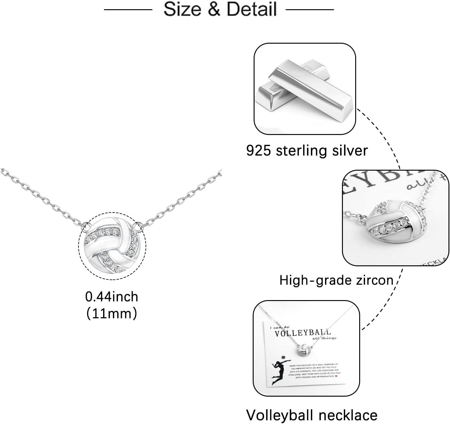 Sport Ball Pendant Necklace for Women - 925 Sterling Silver Softball/Volleyball/Soccer/Basketball/Tennis/Golf Sports Balls Jewelry Accessories Team Coach Gifts for Fans - Image 6