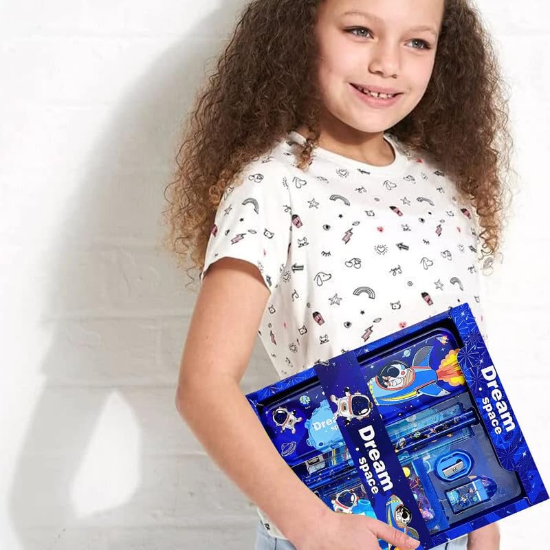 Image of Micky Mouse Stationary Kit with 1 Pencil Box Case 2 Pencils 6 Crayon Colors 2 Space Gel Pen 1 Ruler Scale Eraser Sharpener Kit for Kids (Character As Per Available)