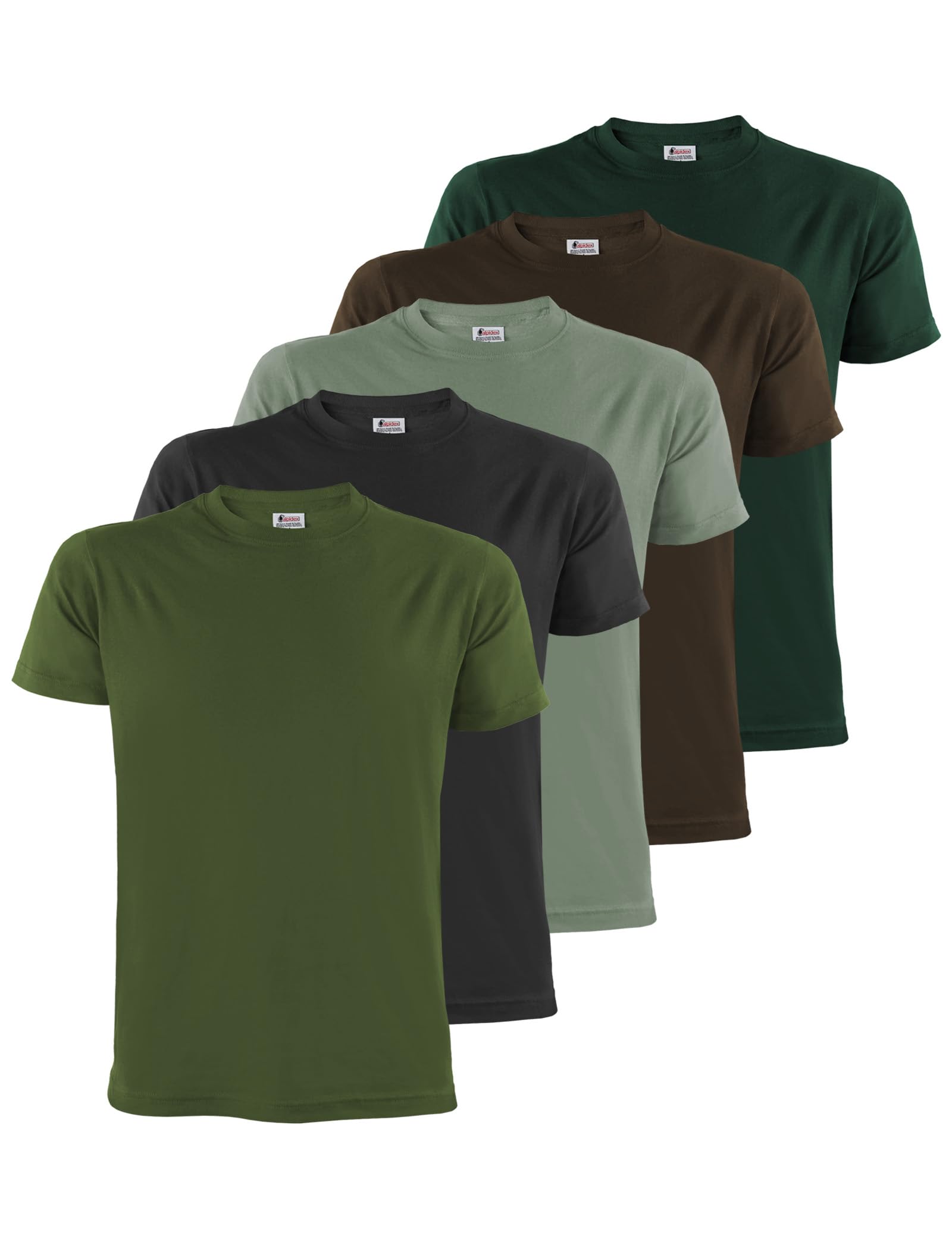 ALPIDEX T-Shirt Magliette da Uomo Confezione da 5 con Girocollo - Taglie S M L XL XXL 3XL 4XL 5XL