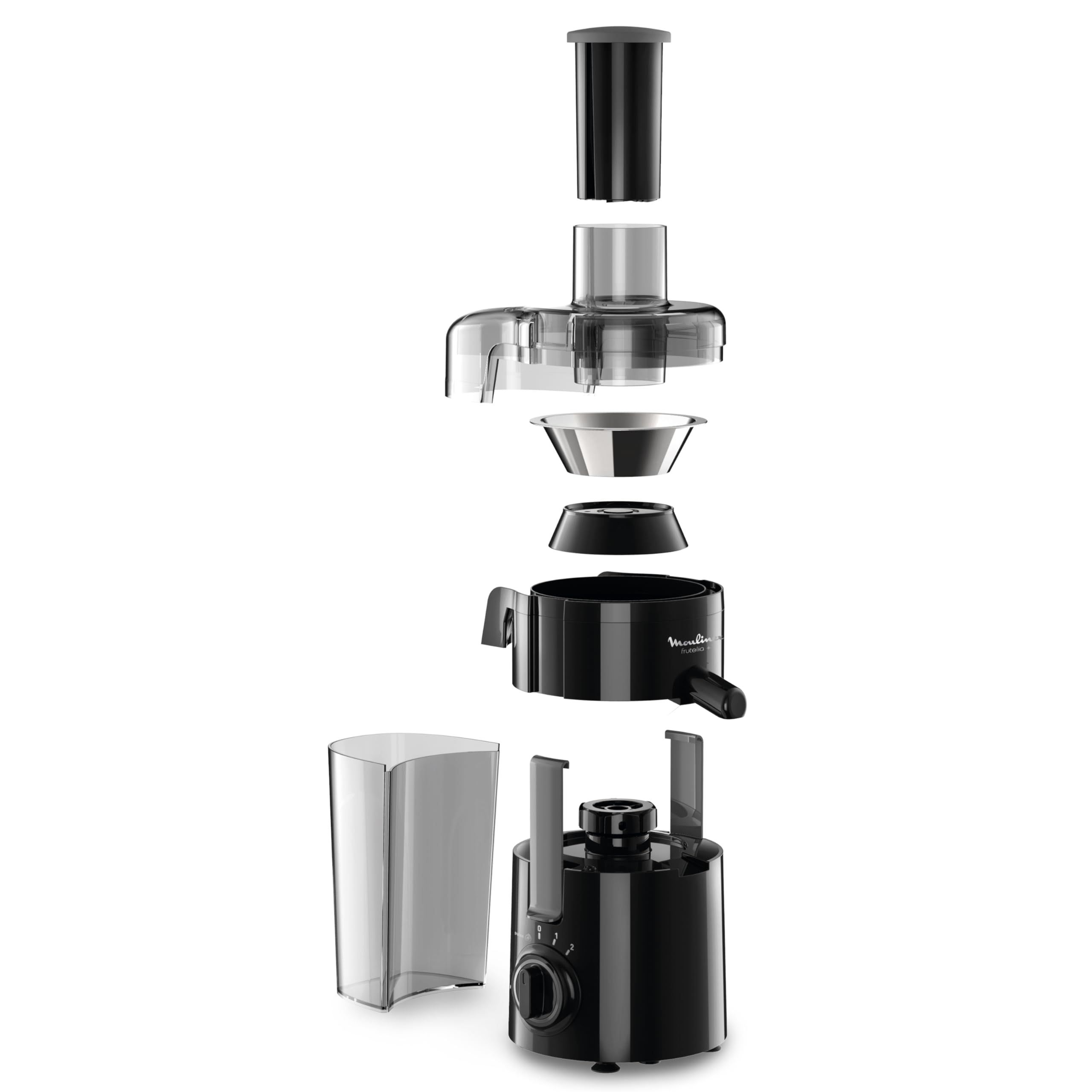 Moulinex Frutelia JU370810 - Licuadora 350 W, gran diámetro de apertura, diseño compacto, 2 velocidades, filtro de acero inoxidable, depósito de 950 ml, piezas extraíbles aptas para lavavajillas