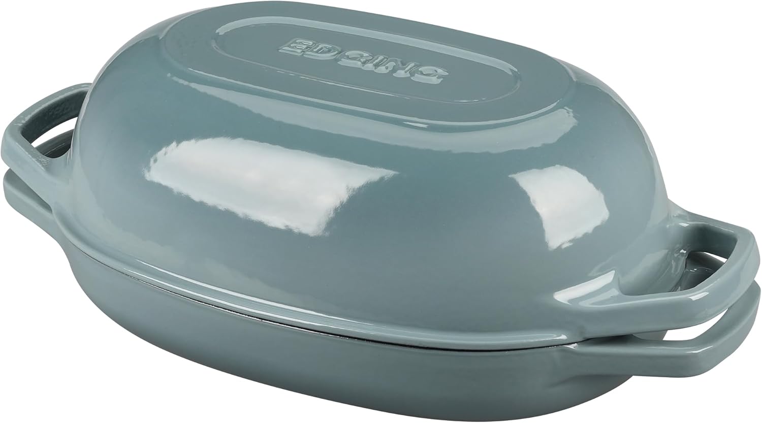 Enameled Cast Iron Oval Dutch Oven Pot with Lid, Dutch Oven for Sourdough Bread Baking, Bread Oven, Bread Dutch Oven, Oval Bread Pan, 5qt, Seasalt - Thumbnail 3