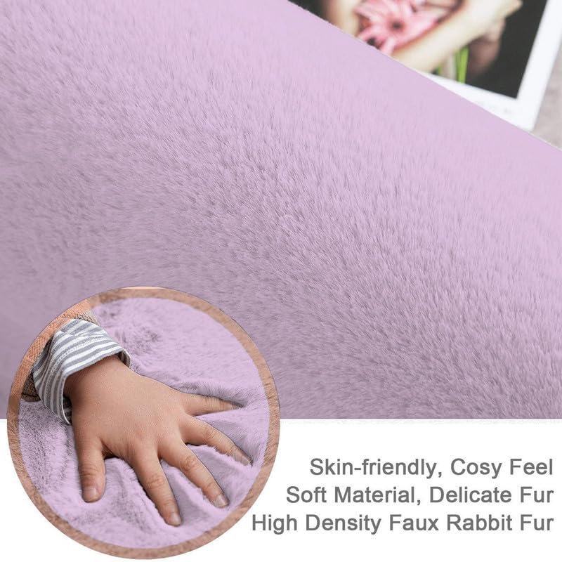Image of Rabbit Fur Area Rug 6x8 Ft | Super Soft Plush Carpet with Anti-Slip Backing | Washable Luxury Rug for Bedroom, Living Room & Home Decor