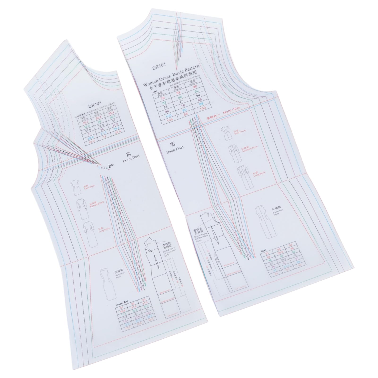 Gmbylby Multicolor Ruler Easy To Use Dressmaking Ruler For Creating Basic Dress Pattern Templates Multi-Size Dressmaking