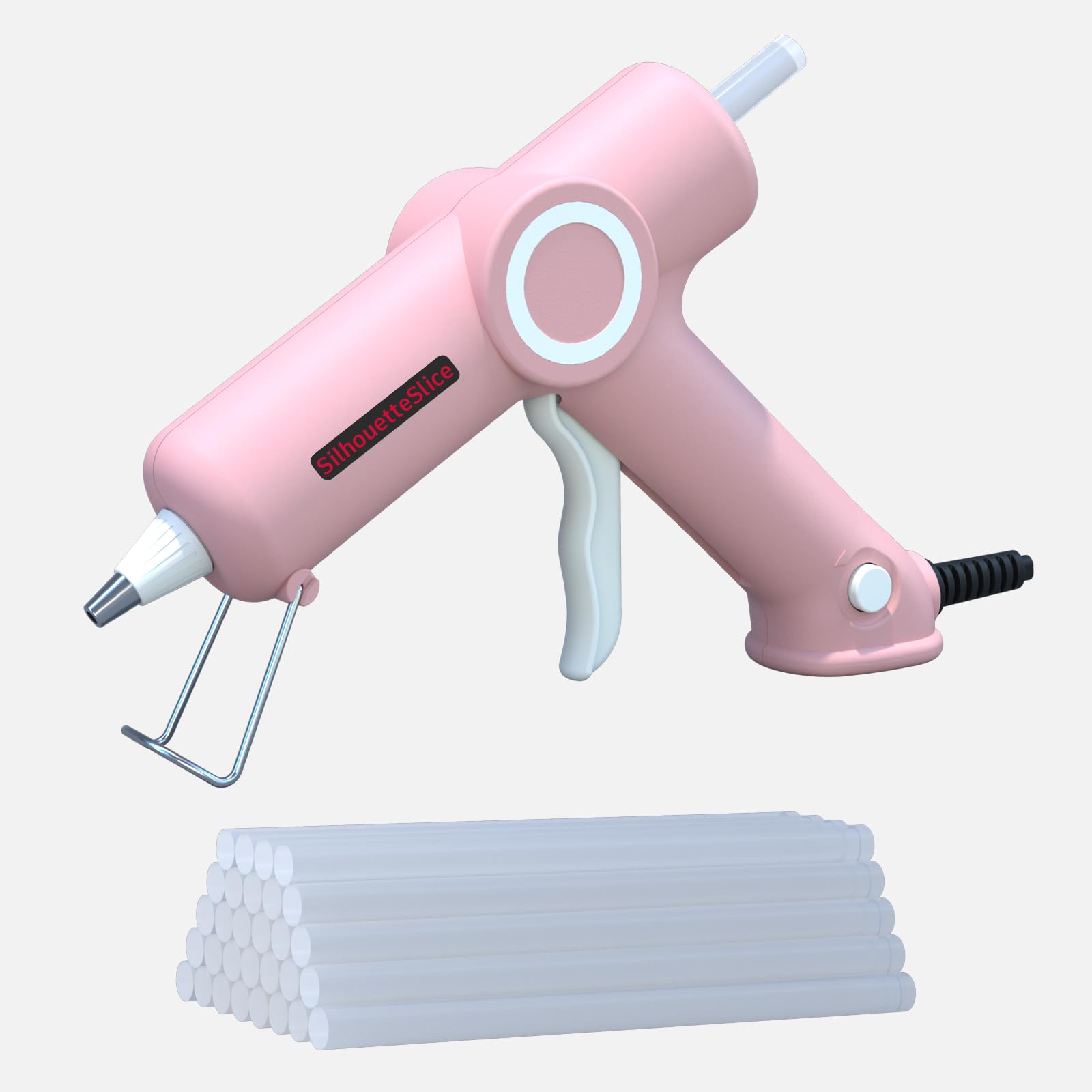 SilhouetteSlice 20W pink Hot Glue Gun Kit with 30 Clear Glue Sticks AC-Powered DIY Projects Home Repairs Fast Heating Drip-Free Precision Tool Set (Series HJ047)