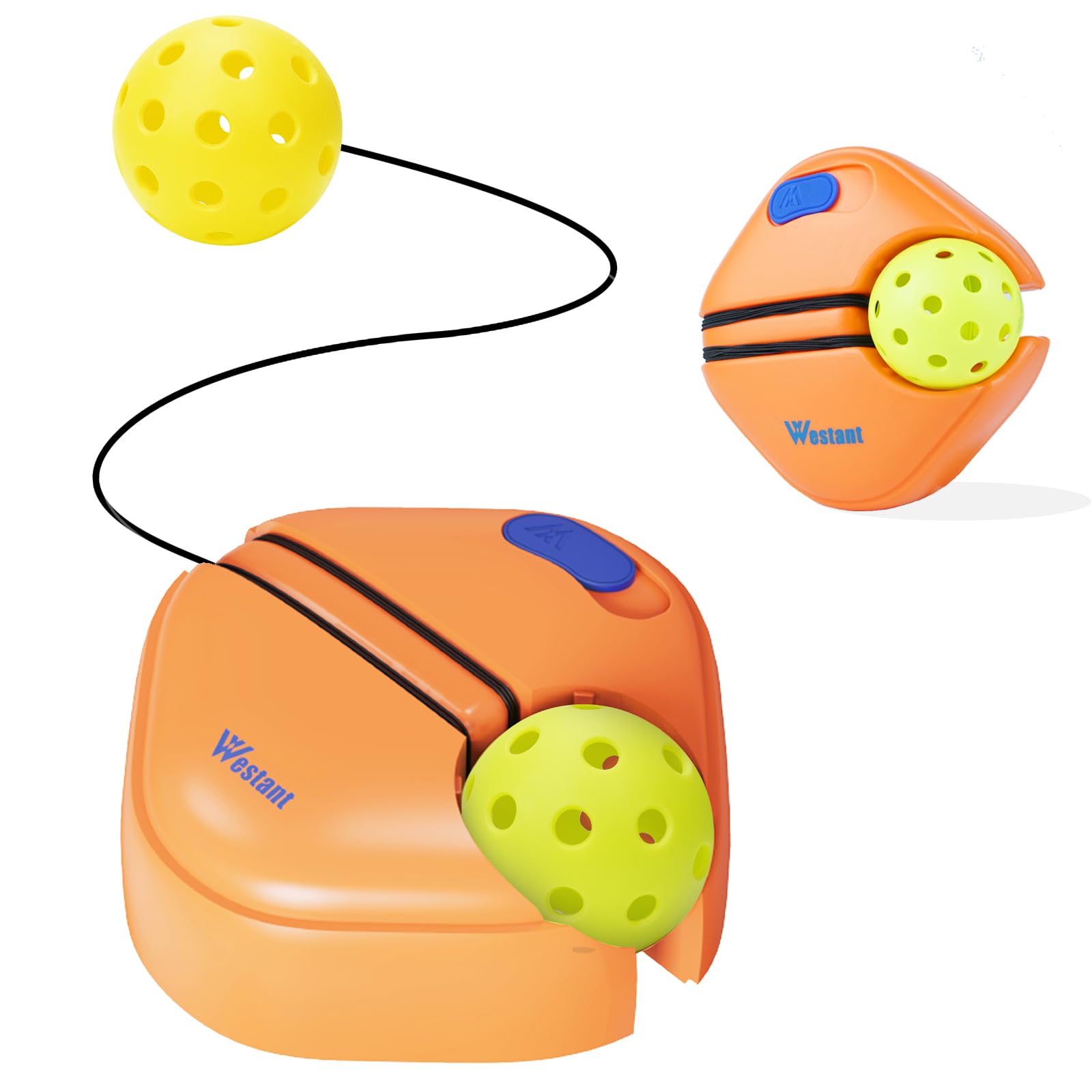 Match Buddy Pickleball Trainer - Pickleball Practice Rebounder with 2 Balls, Pickleball Training Aids for Adults, Kids, Perfect Pickleball Accessory and Gift for Self Practice (Orange)-image-11