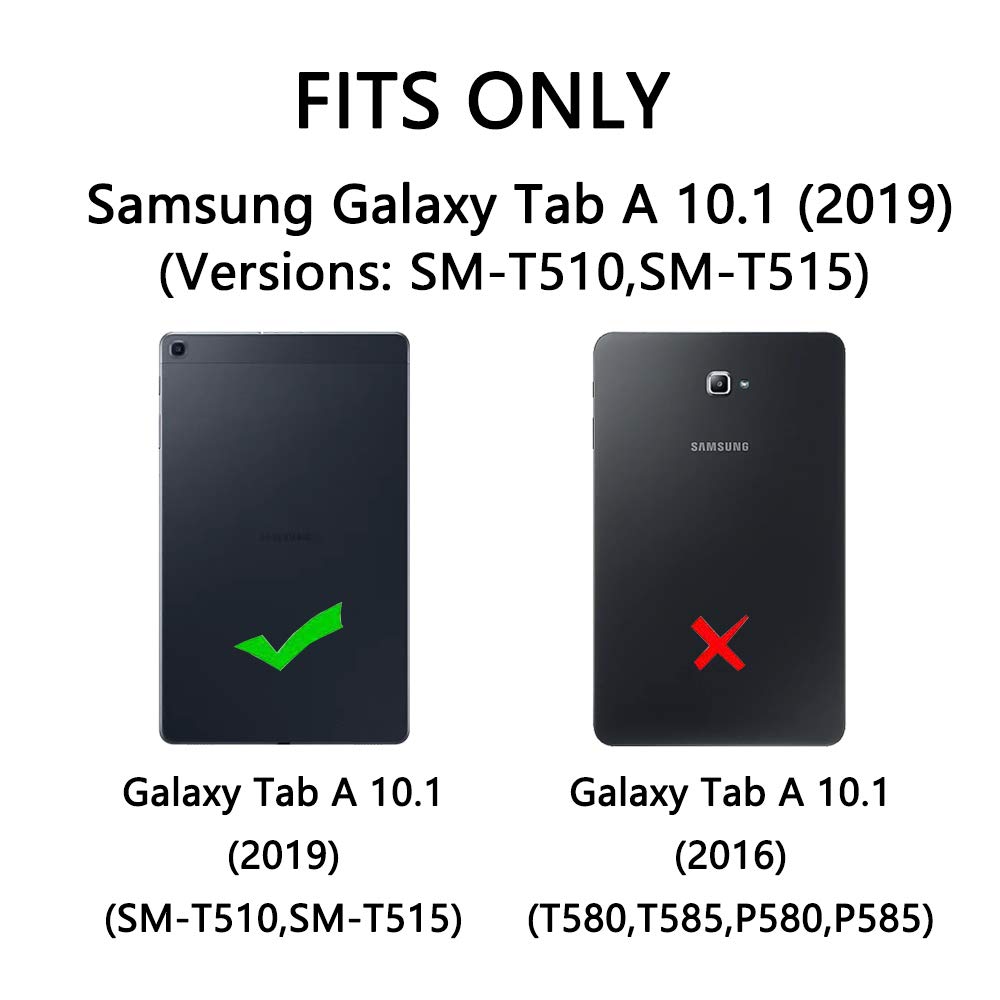 Etui na tablet do Galaxy Tab A 10.1 (2019), wytrzymały pokrowiec ochronny z wbudowaną podstawką, paskiem na rękę i paskiem na ramię do Samsung Galaxy Tab A 10.1 (2019) / SM-T510 / SM-T515 czarny + niebieski)