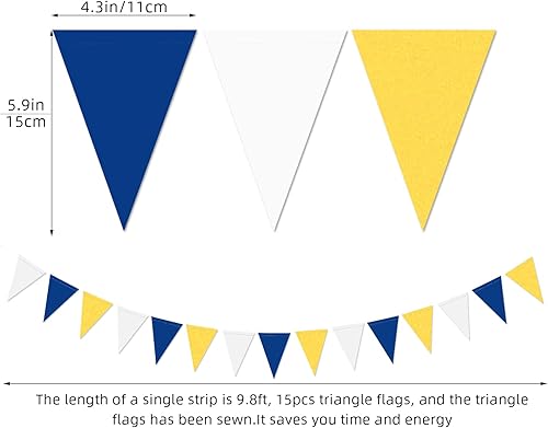Miniatura 2 de Decoraciones de fiesta azul rey y dorado paquete de 2 banderines de papel triangulares decoración de baby shower despedida de soltera boda