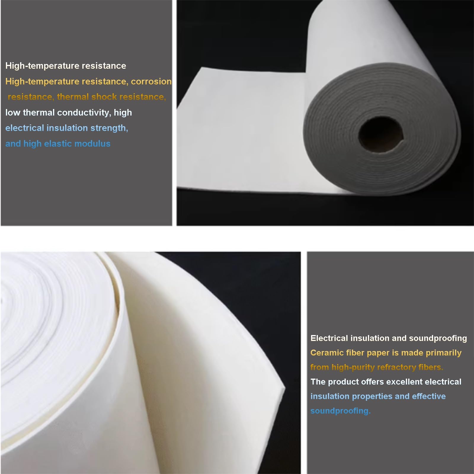 manta aislante de fibra cerámica Papel de fibra cerámica blanco 1-10mm 0,61x1m 1260C for horno estufa chimenea(6MM)