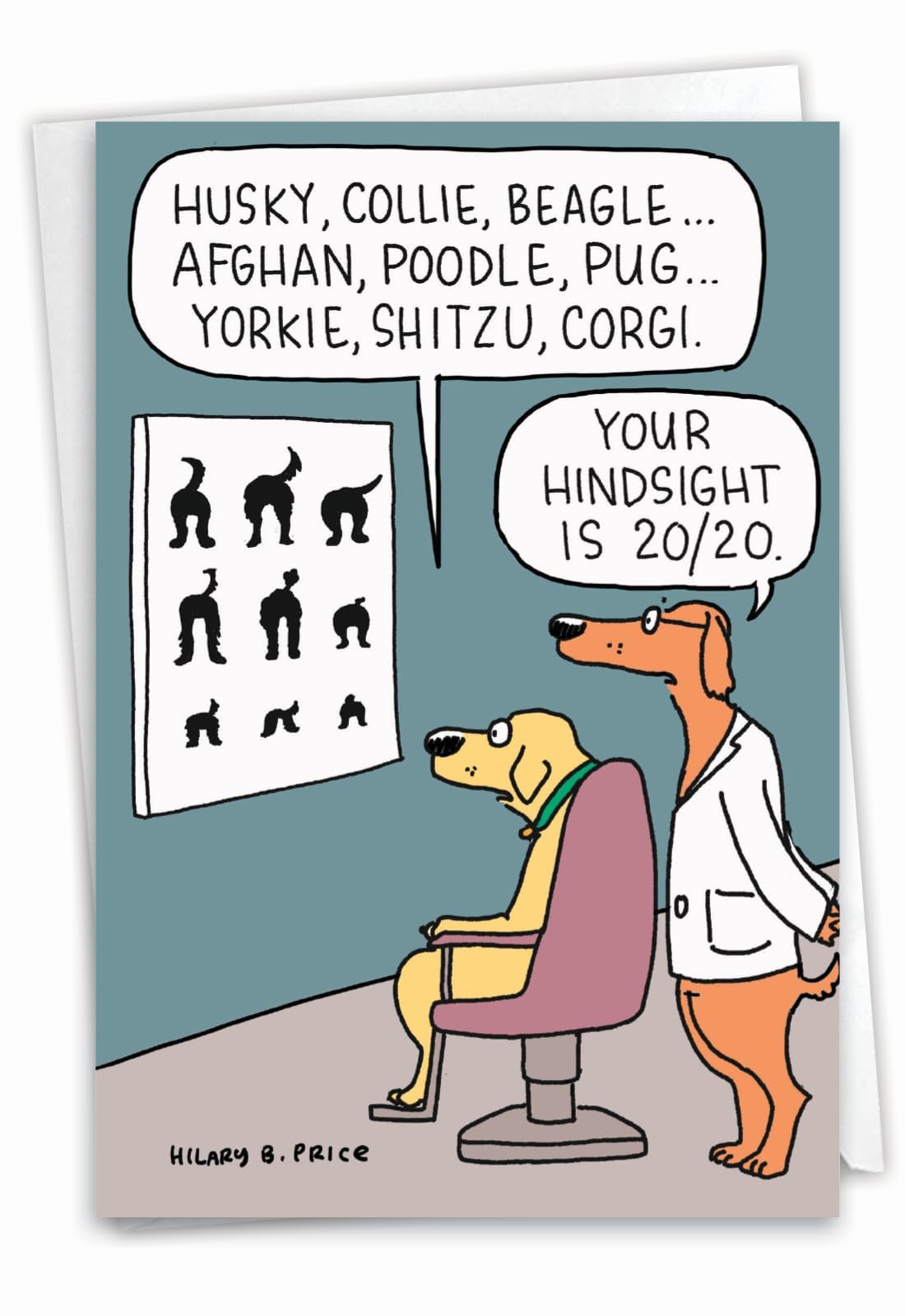 NobleWorks - 1 Funny Pet Birthday Card - For Men, Women Dog Lovers, Animal Puppy Jokes, Bday Notecard for Him, Her - Dog Eye Exam C2435BDG