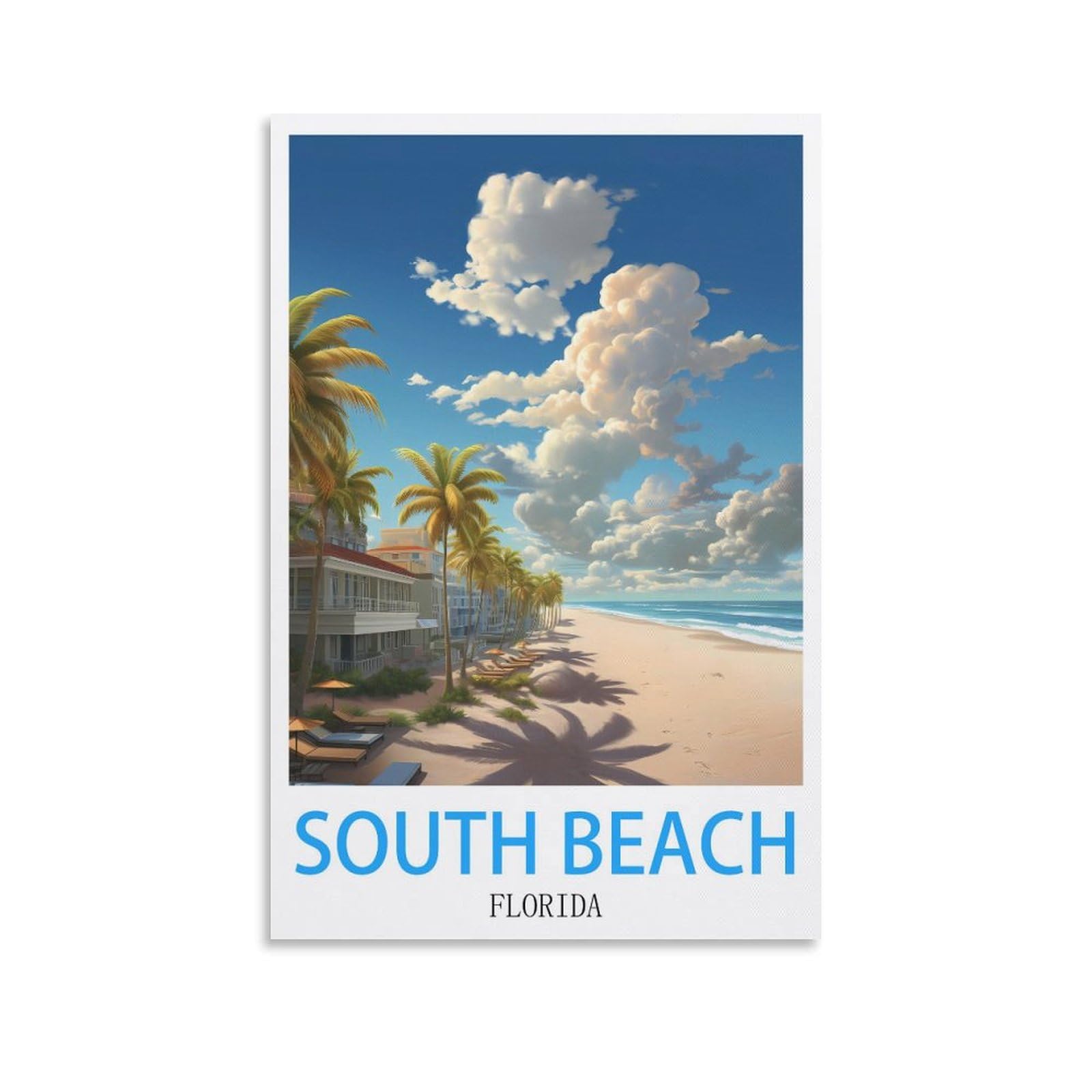 Metal Tin Sign,South Beach Florida,Vintage Bar Club Cave Home Kitchen Rustic Wall Art Decor Funny Sign 30x40cm
