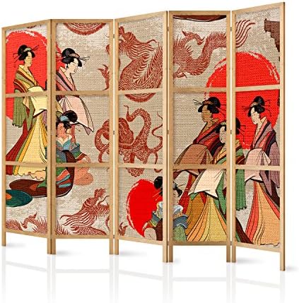 murando Room divider Kanagawa 135x171cm / 54"x68" 3 panels - Single-Sided- non woven fabric German quality room divider wood pattern design hand made Home office Japan p-B-0025-z-b