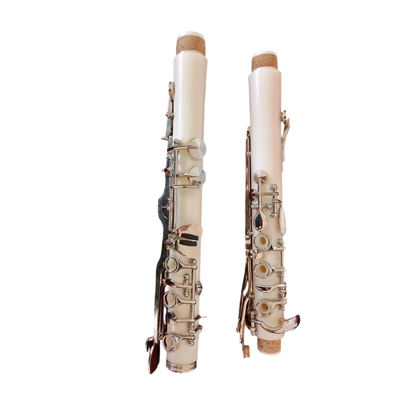 Clarinete Con Llave G Estuche Instrumentos Musicales De Viento Madera Niquelado Baquelita Blanca