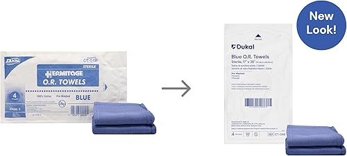 Miniatura 2 de Dukal Toallas estériles para quirófano – 17 x 27 pulgadas, azul, 4 toallas por paquete, (paquete de 5 – 20 en total) – Toallas quirúrgicas