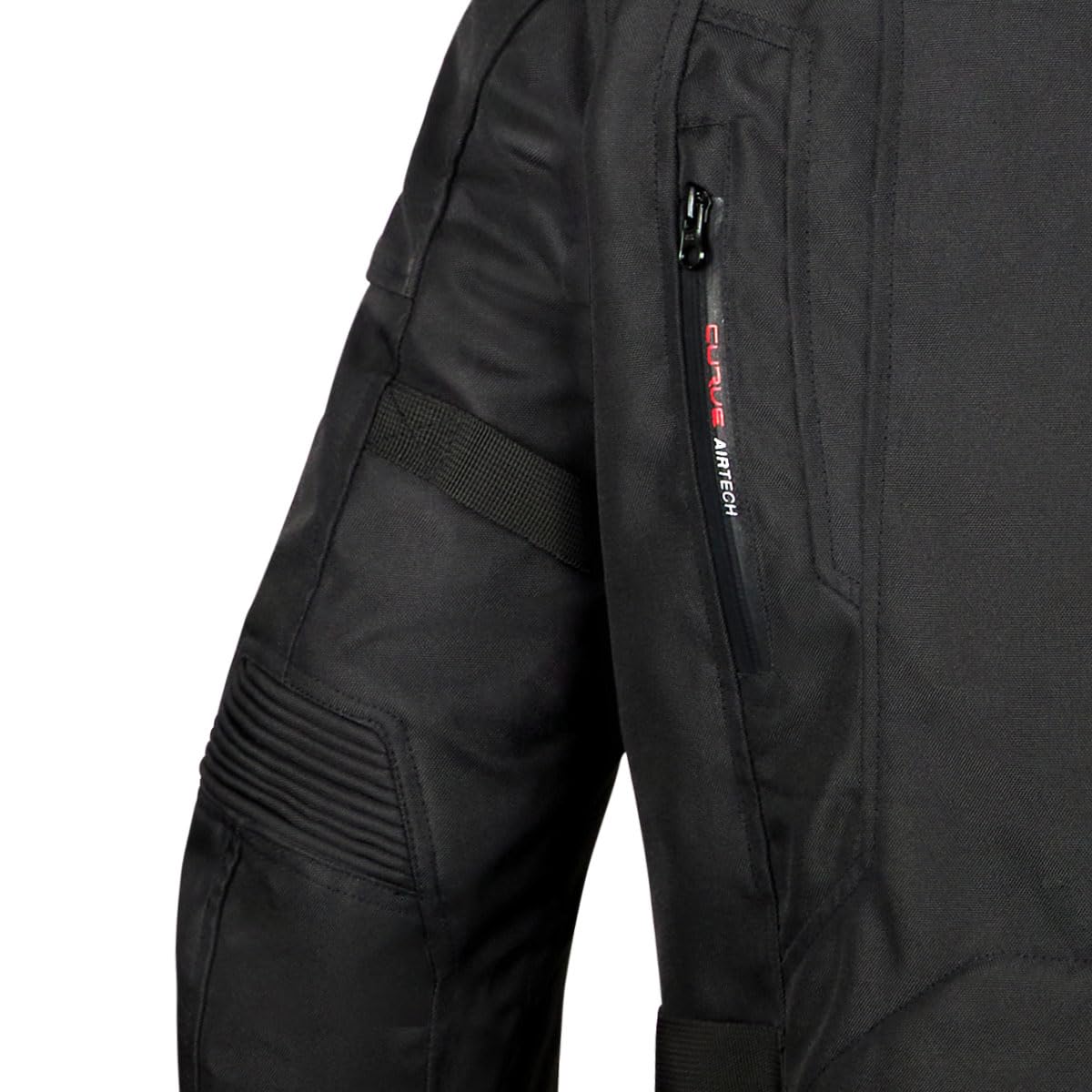 CURVE Chaqueta moto Boron Waterproof, Negra, Impermeable, Espaldera EVA, Protecciones hombros y codos Nivel 2, Adultos, Hombre, Mujer, todas las estaciones, clase A, CE