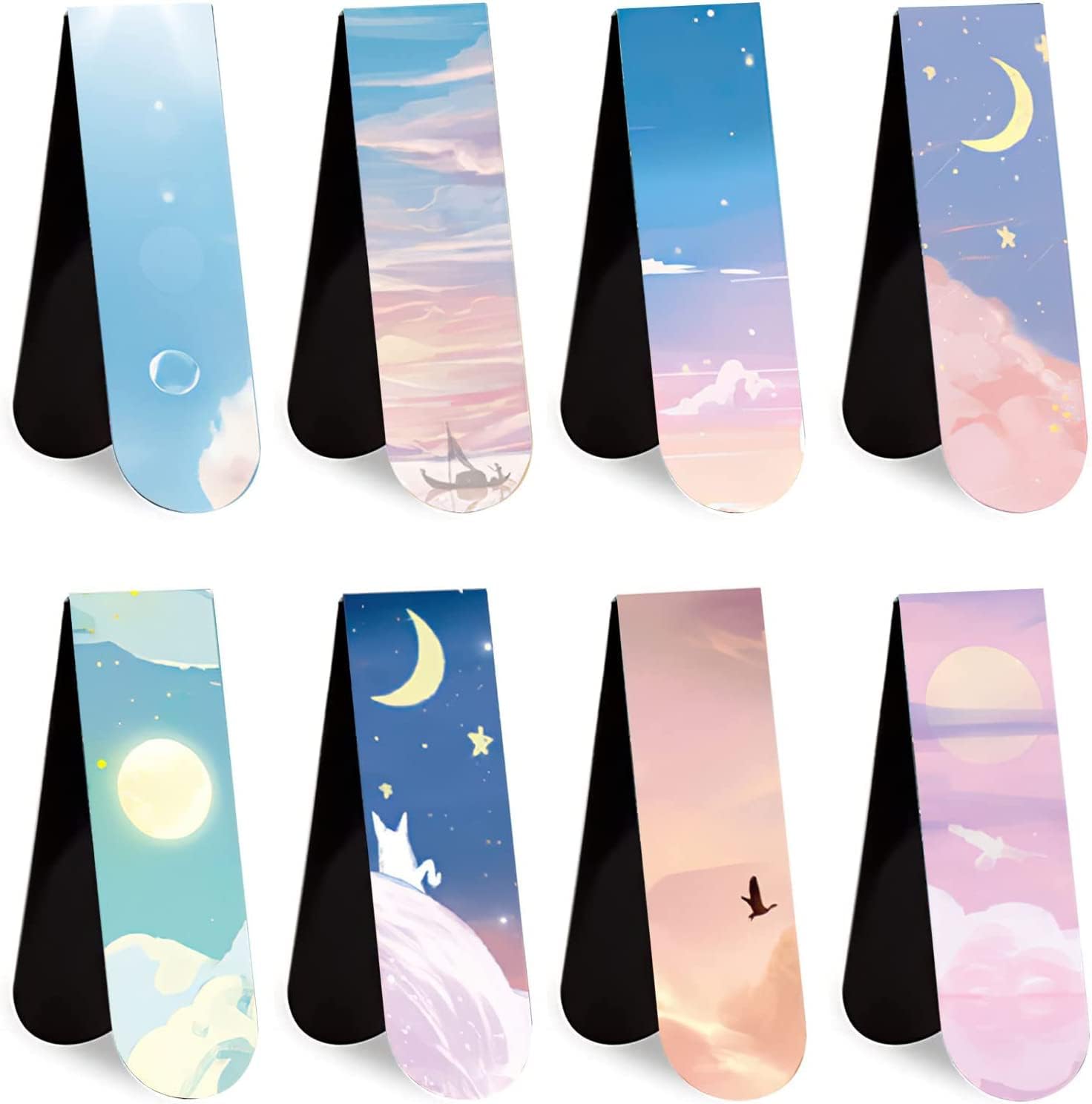 Magnetic Bookmarks, 8pcs Magnet Page Markers Assorted Page Clips Book Markers for Students Teachers Book Lovers Book Club Library