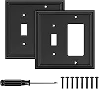 Vista 7 de Placa Decorativa Moderna Negra para Interruptor de Luz, Cubiertas de Tomacorriente Decorativas, Placas de Interruptor Basculante, Material de Fibra