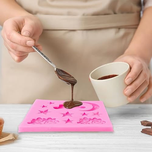 Miniatura 2 de 2 moldes de chocolate de luna y estrella moldes de silicona de estrella moldes de fondo de nube para decoración de pasteles de chocolate y dulces