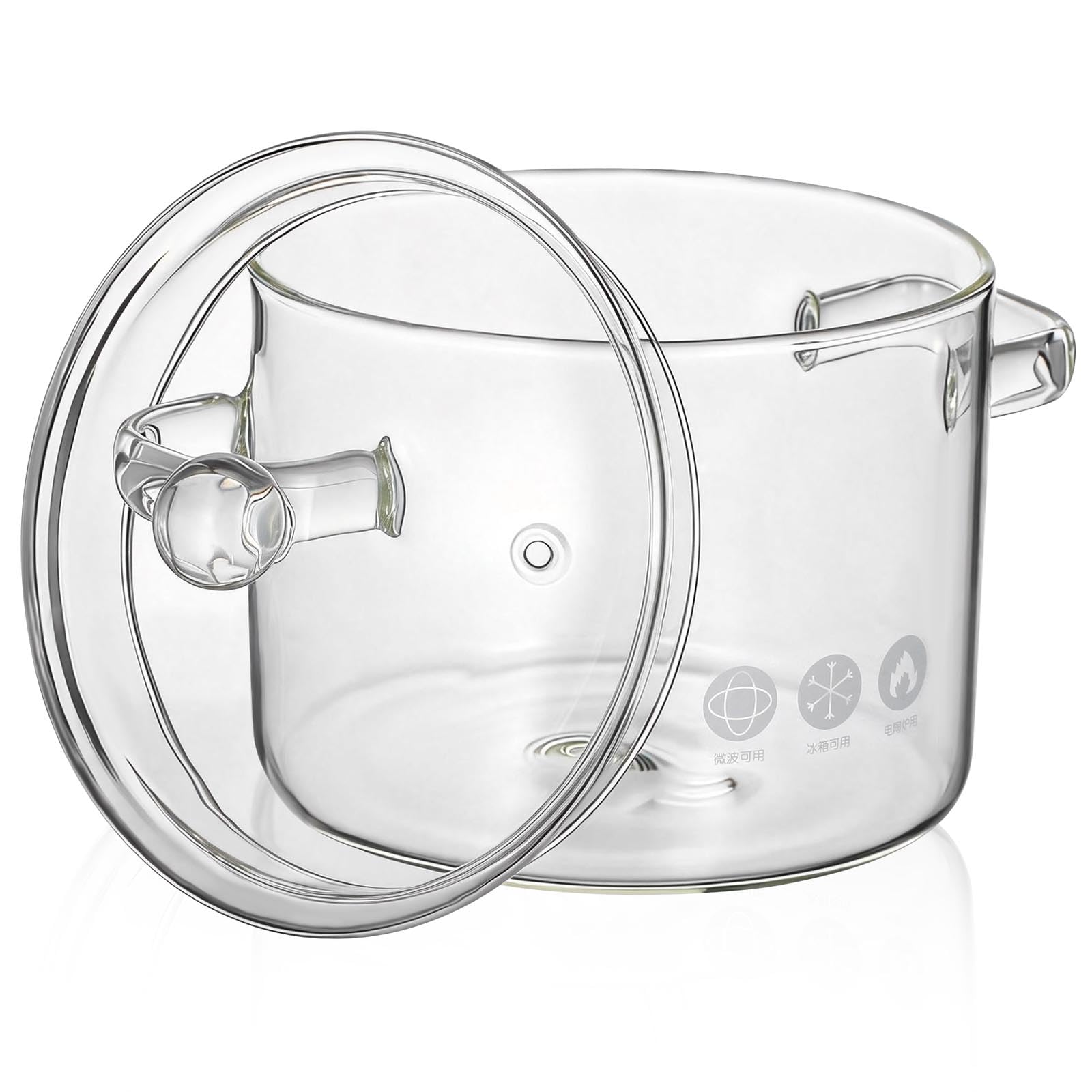 Operitacx Saladier en Verre 1350ml avec Couvercle, Casserole en Verre Résistante la Chaleur, Bol Multifonction avec Couvercle à Ventilation Rapide Cuisine
