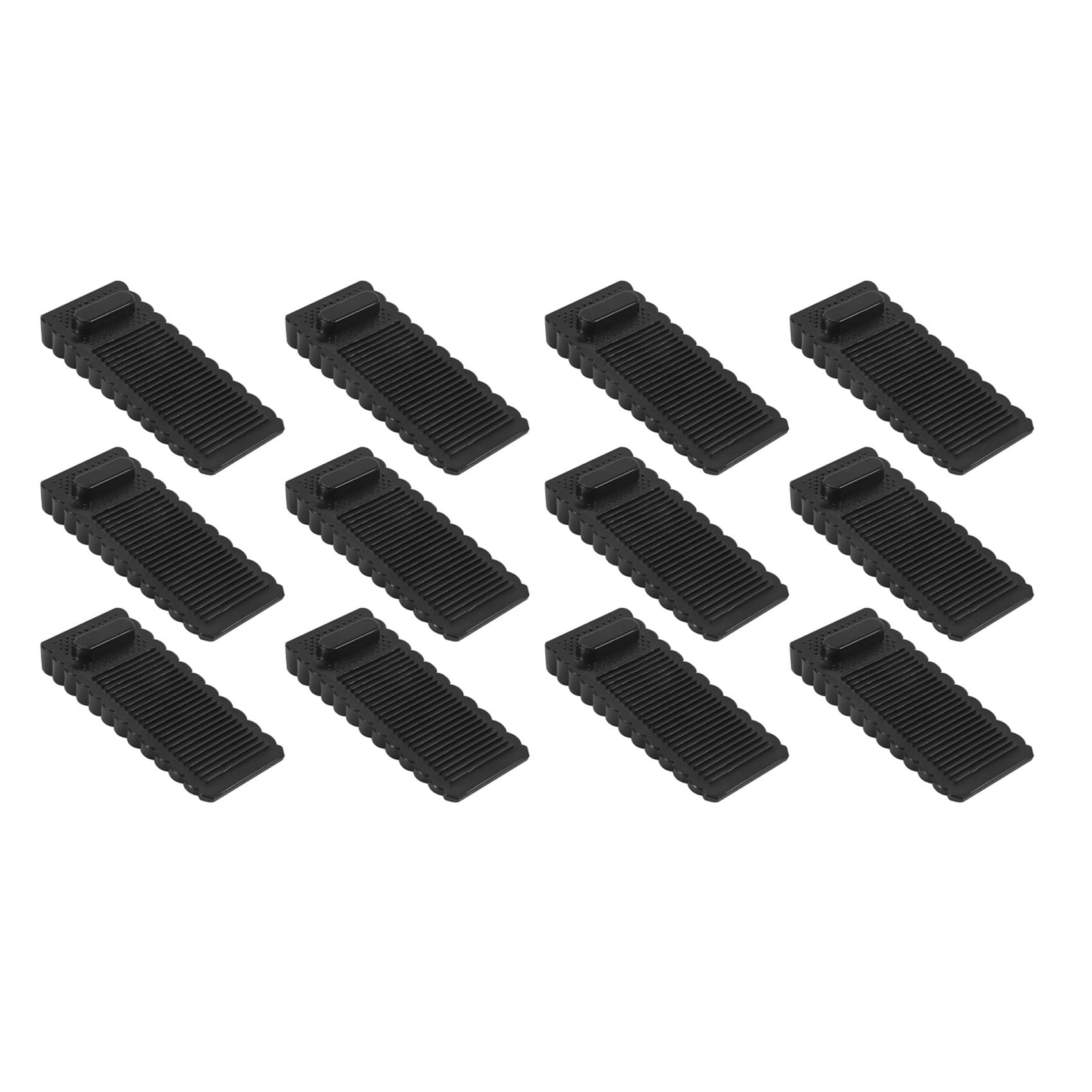 Jnchdghwa Black 12 Pack Door Stopper Rubber Wedge - Sturdy And Stackable Door Stoppers - Slip- Rubber Door Stop Works On All