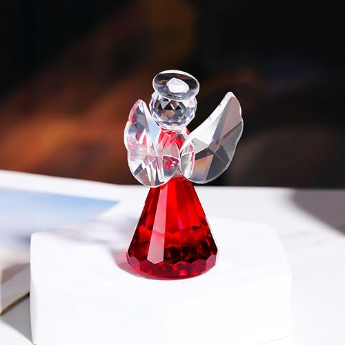 Miniatura 6 de YWHL Figuras de ángel de cristal, estatua de ángel guardián de cristal rojo para decoración del hogar, arte hecho a mano, regalos coleccionables