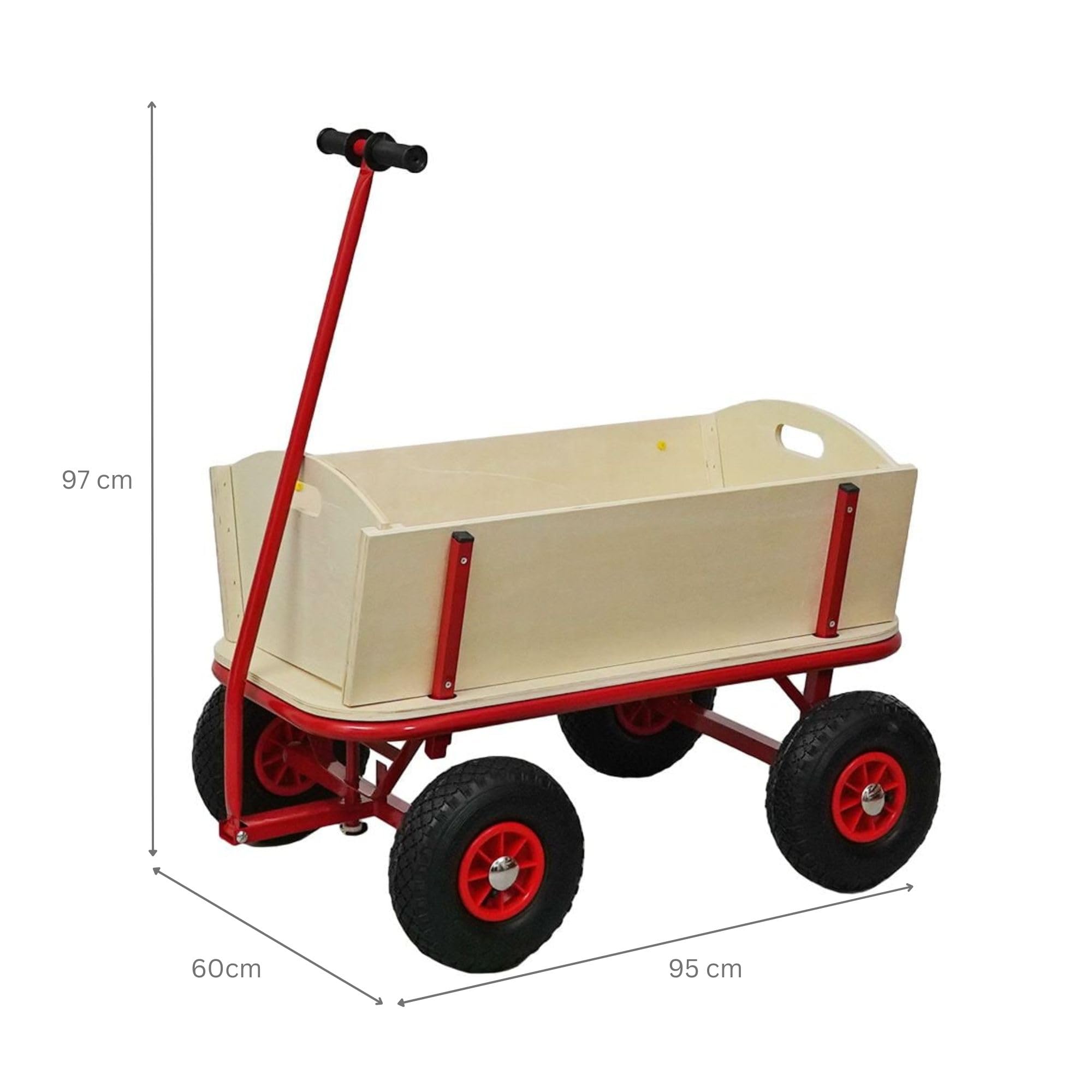 PROREGAL Chariot à Bras Professionnel Bolly | HxLxP 97x90x60cm | Capacité de Charge 150kg | Rouge | Chariot Transport