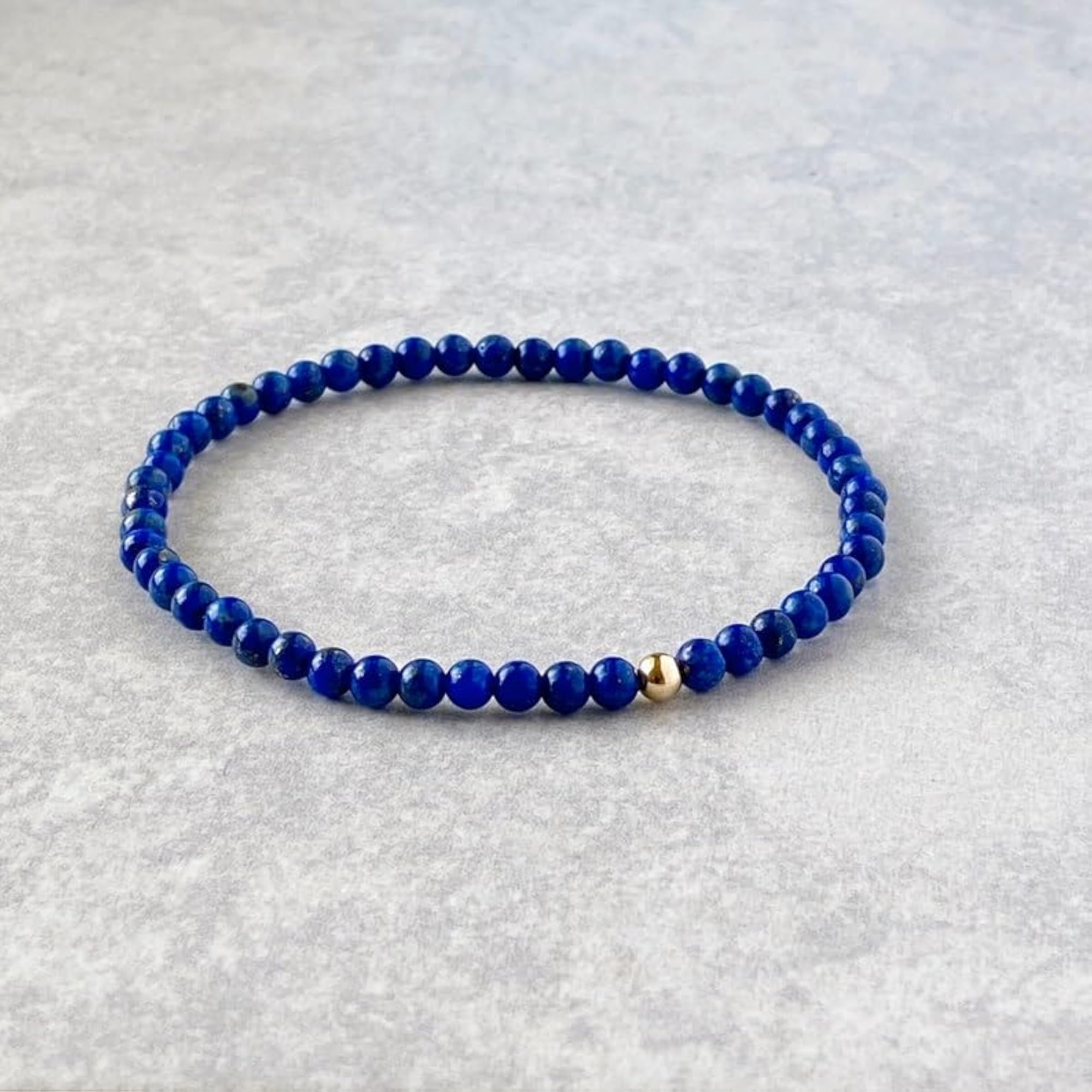 Natural Lapis Lazuli 4mm Bead Stretchable Bracelet, Unisex