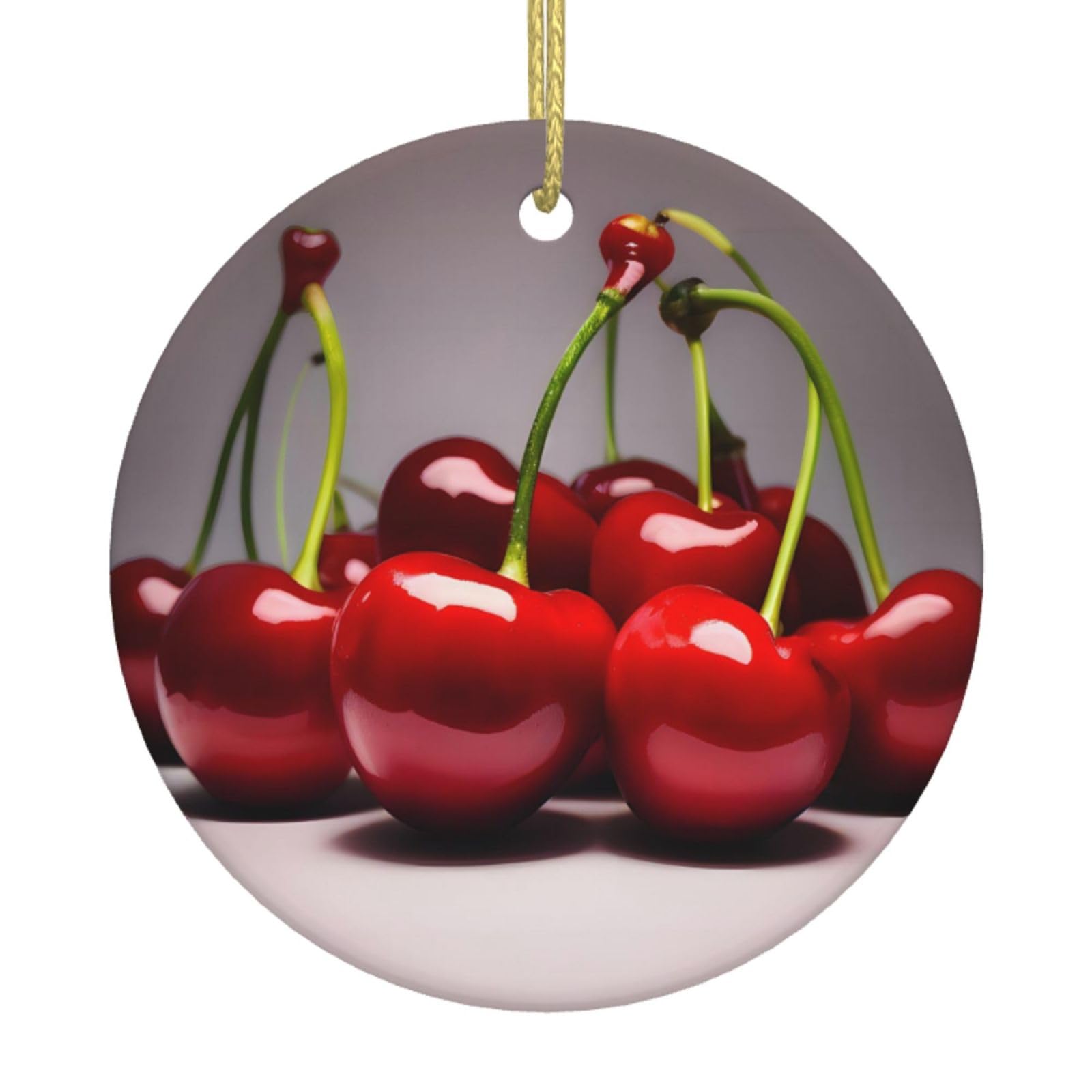 Chilean Cherries Printed Christmas Tree Ceramic Ornaments Holiday Decoration Christmas Unique Pendant for Christmas Party