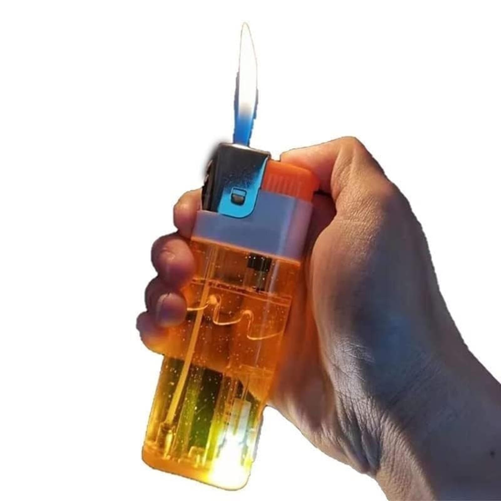 Jumbo Clear Lighting Lighter, Soft Flame, Refillable Butane, Visible Gas Tank Window, Large Capacity Butane Soft Flame Lighter for Cigarettes & Collection Gifts(Orange)