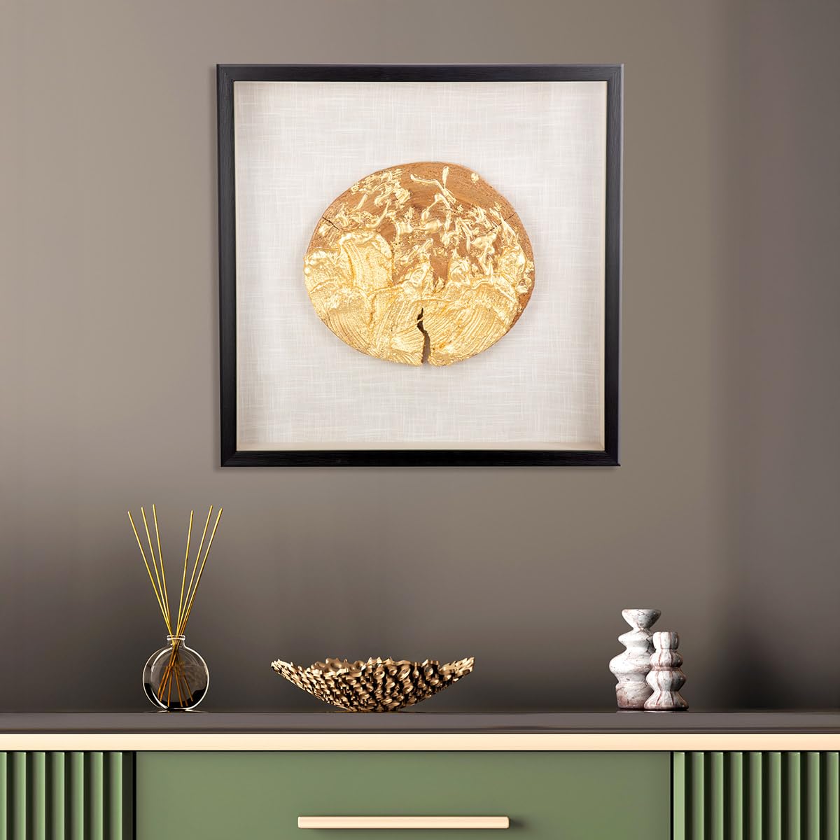 Tableau disque en bois de 60 cm de style luxueux et design géométrique GILDE