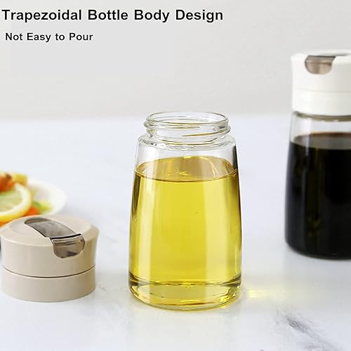 Miniatura 6 de TIAN CHEN Juego de dispensador de aceite y vinagre, botellas de salsa de soja con tapa abatible, recipiente de aceite de cocina de vidrio a prueba