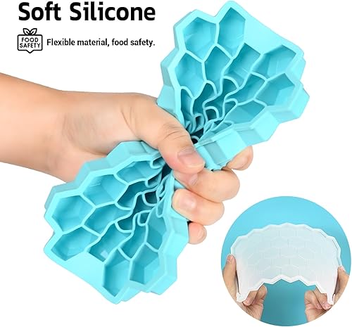 Miniatura 3 de Bandeja de cubitos de hielo de silicona flexible de 76 cubos, bandejas de hielo, congelador para bebidas frías, cócteles de whisky, paquete de 2,