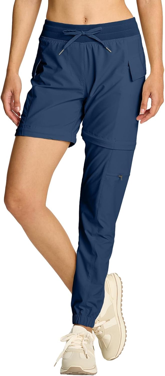 smawell Women's Hiking Pants Convertible Lightweight Zip-Off Outdoor Pants Quick Dry Joggers with Pocket