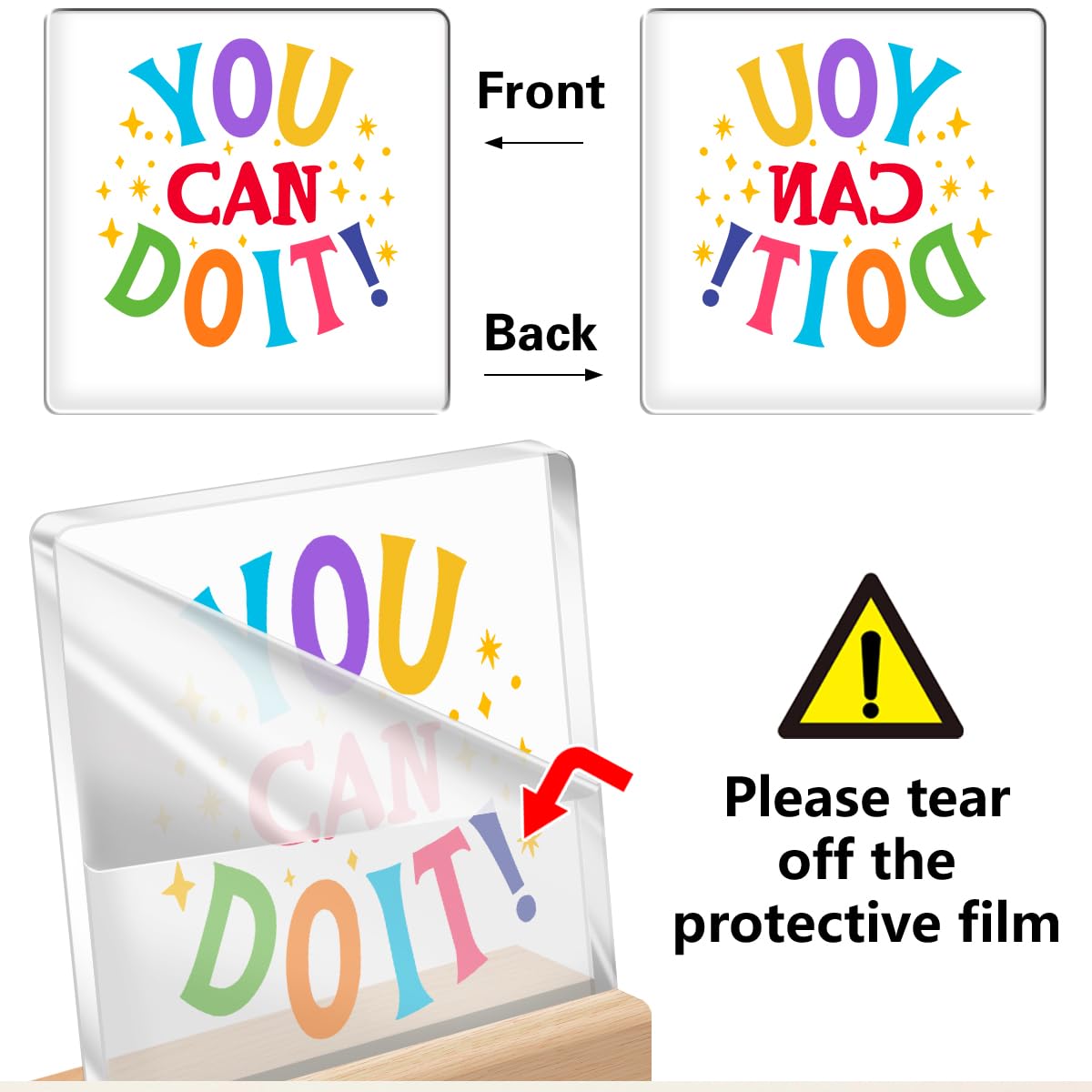 Inspirierende Schreibtischdekoration, "You Can Do It", Acryl-Schild für Klassenzimmer, Büro, Wohnheim, Regal, Tischdekoration A321