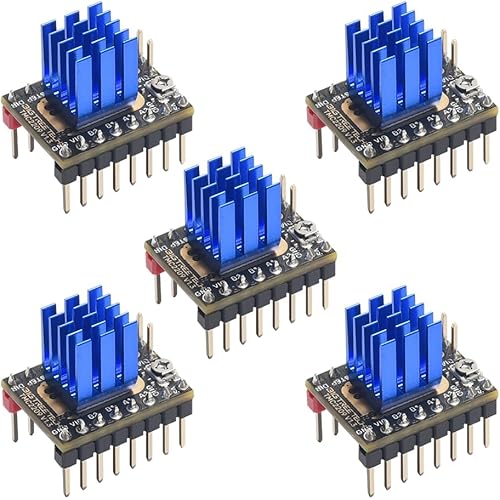 BIGTREETECH TMC2209 V1.3 Stepper Motor Driver, UART/STEP/DIR Mode, Ultra Silent Stepsticks Drivers with Heatsink for Octopus V1.1/Pro/SKR V1.4 Turbo/SKR 3, Manta M8P/M4P/M5P/MKS Gen L Motherboard 5Pcs