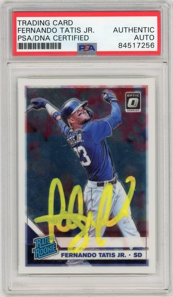Fernando Tatis Jr 2019 Donruss Optic Baseball Autograph Card #84 - PSA/DNA (Yellow)
